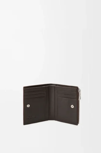Panta slim compact wallet in shiny calfskin Vintage Brown