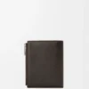 Panta slim compact wallet in shiny calfskin Vintage Brown