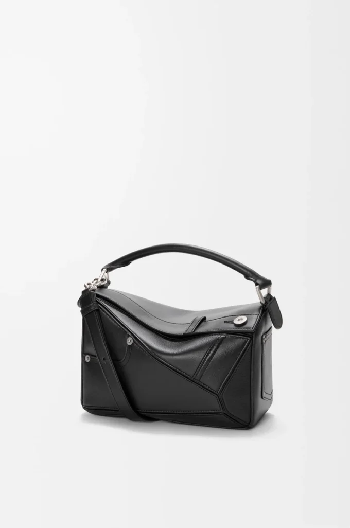 Panta small Puzzle bag in shiny calfskin Black Panta small Puzzle bag in shiny calfskin Black
