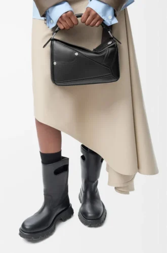 Panta small Puzzle bag in shiny calfskin Black