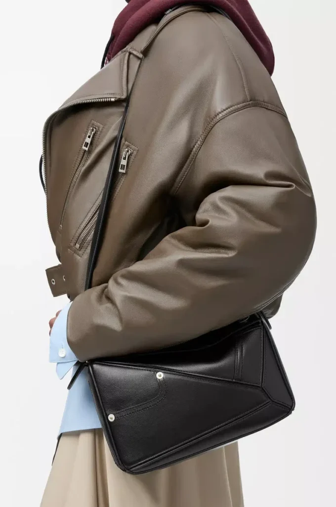 Panta small Puzzle bag in shiny calfskin Black Panta small Puzzle bag in shiny calfskin Black