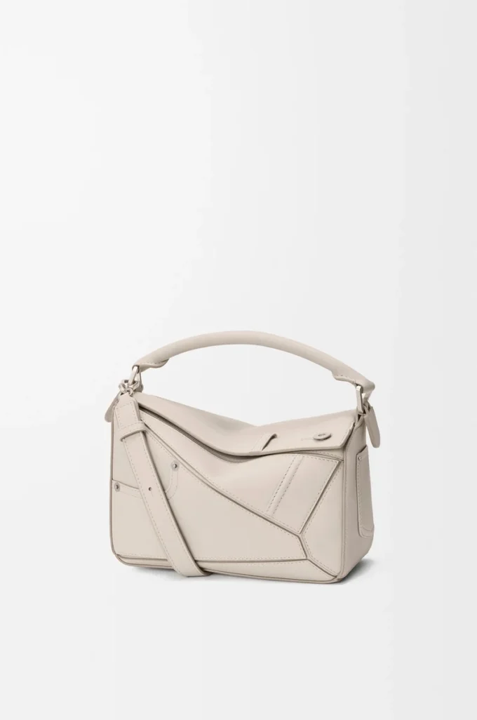 Panta small Puzzle bag in shiny calfskin Light Ghost Panta small Puzzle bag in shiny calfskin Light Ghost