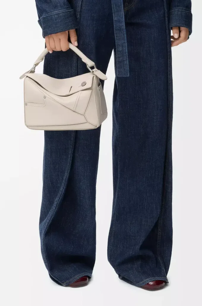 Panta small Puzzle bag in shiny calfskin Light Ghost Panta small Puzzle bag in shiny calfskin Light Ghost