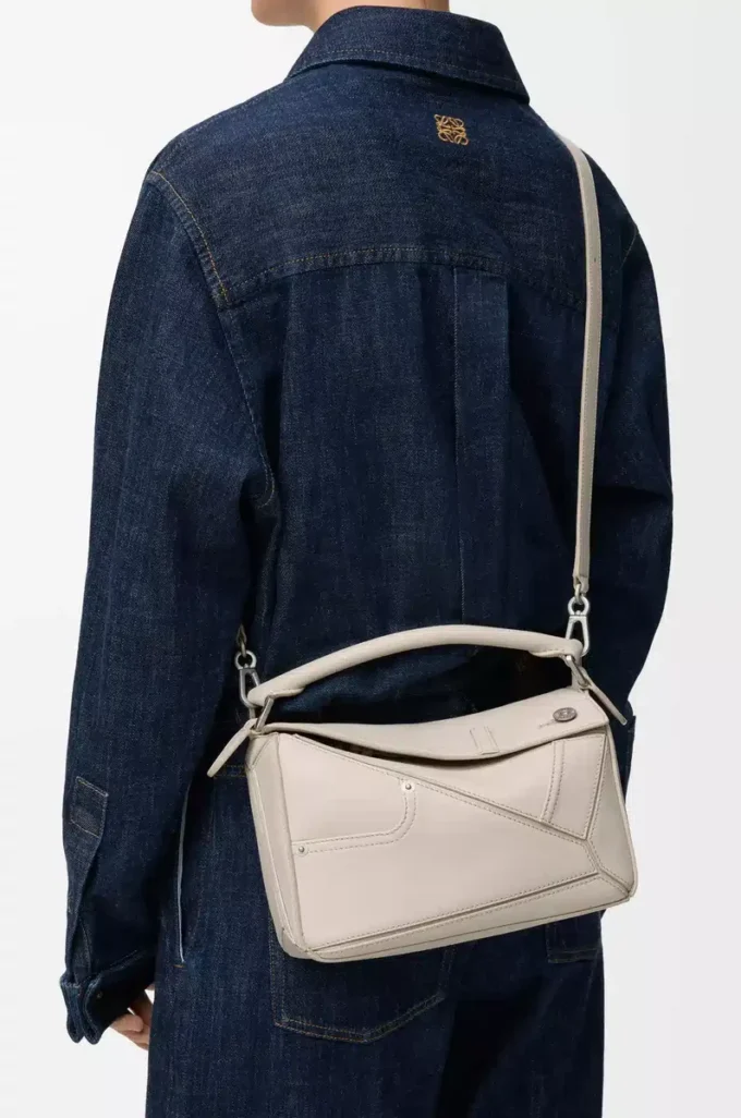 Panta small Puzzle bag in shiny calfskin Light Ghost Panta small Puzzle bag in shiny calfskin Light Ghost