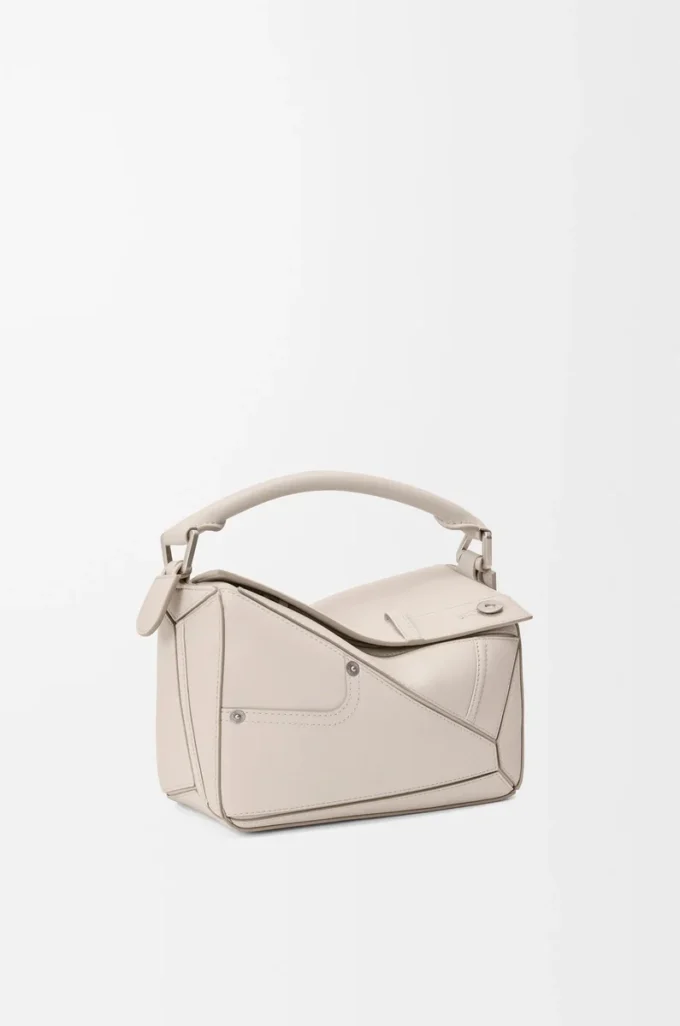 Panta small Puzzle bag in shiny calfskin Light Ghost Panta small Puzzle bag in shiny calfskin Light Ghost