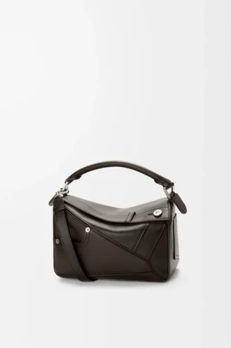 Panta small Puzzle bag in shiny calfskin Vintage Brown