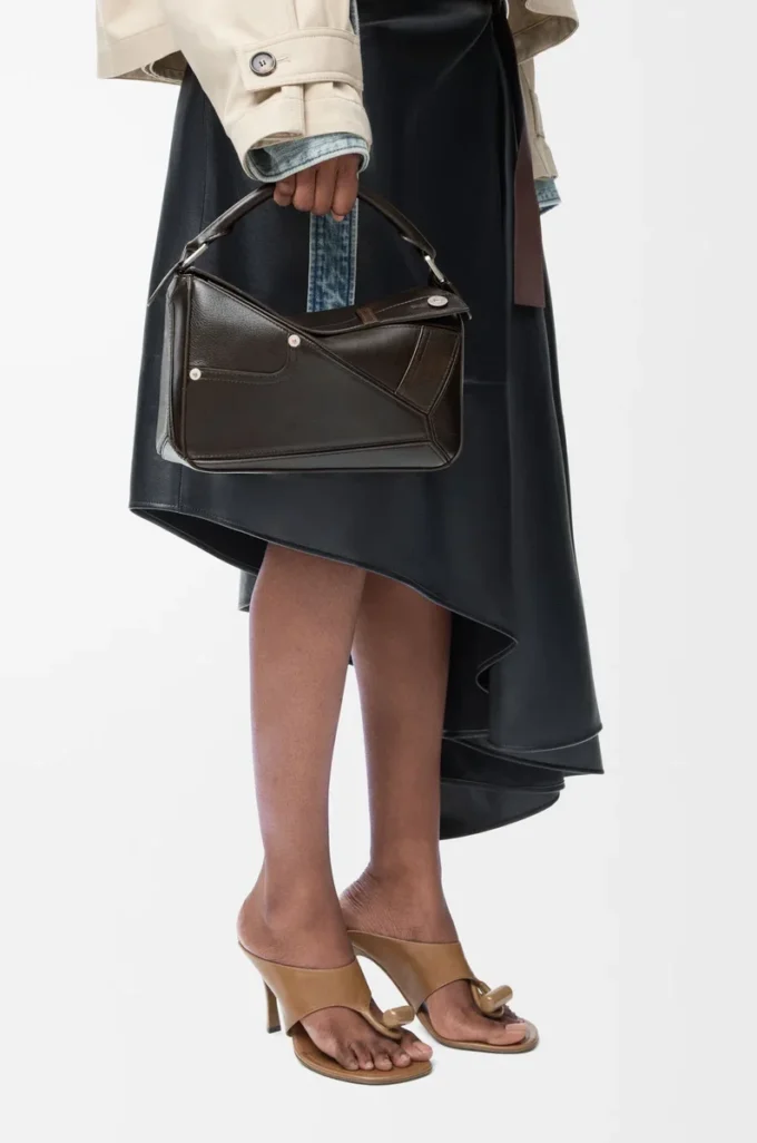 Panta small Puzzle bag in shiny calfskin Vintage Brown Panta small Puzzle bag in shiny calfskin Vintage Brown