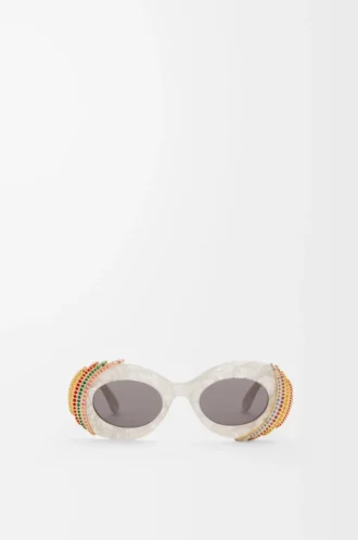 Pavé Oval sunglasses Pearl Grey/White