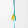 Pea pod charm in classic calfskin Deep Turquoise/Baby Corn Pea pod charm in classic calfskin Deep Turquoise/Baby Corn