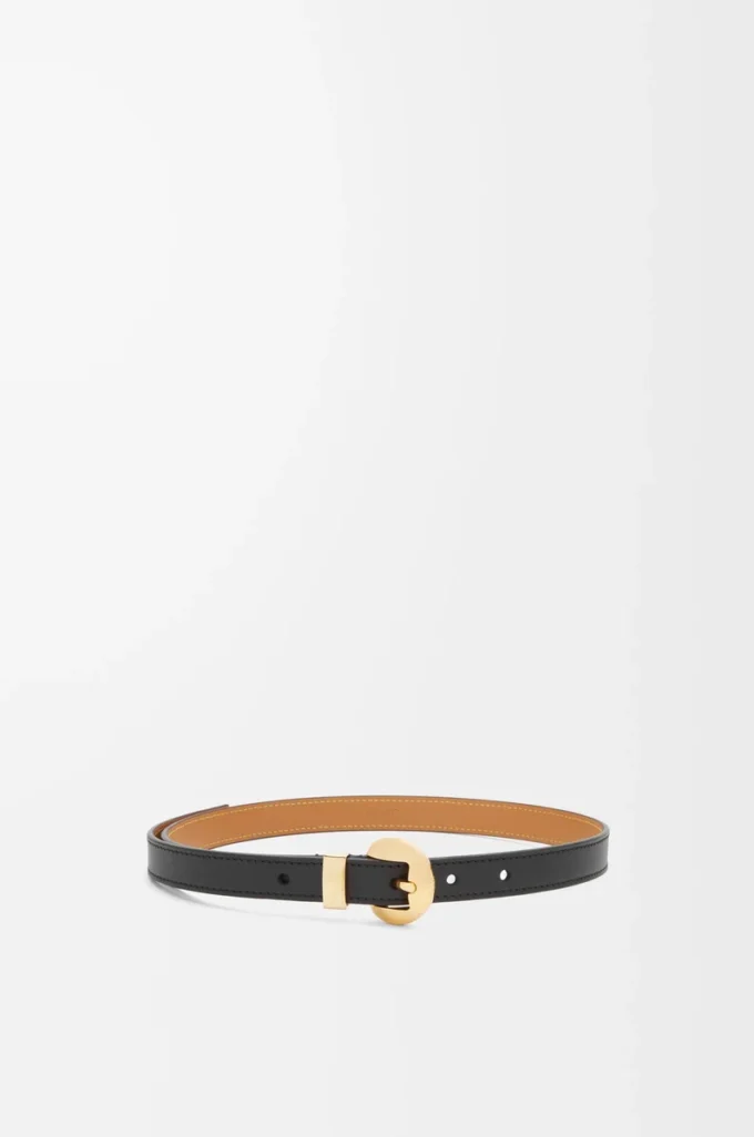Pebble belt in smooth calfskin Black/Gold Pebble belt in smooth calfskin Black/Gold