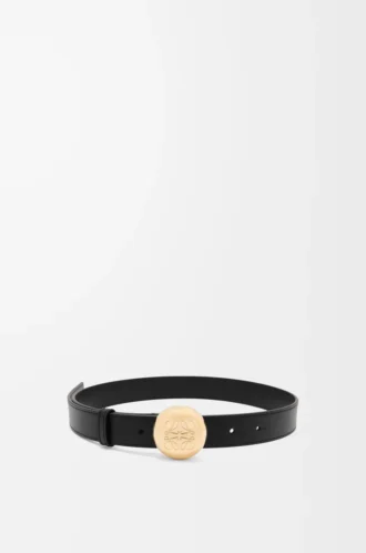 Pebble belt in smooth calfskin Black/Gold