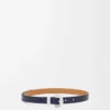Pebble belt in smooth calfskin Deep Navy/Palladium Pebble belt in smooth calfskin Deep Navy/Palladium