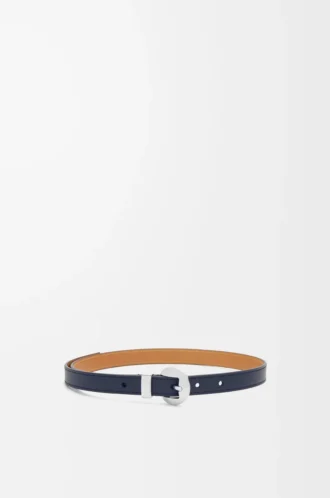 Pebble belt in smooth calfskin Deep Navy/Palladium