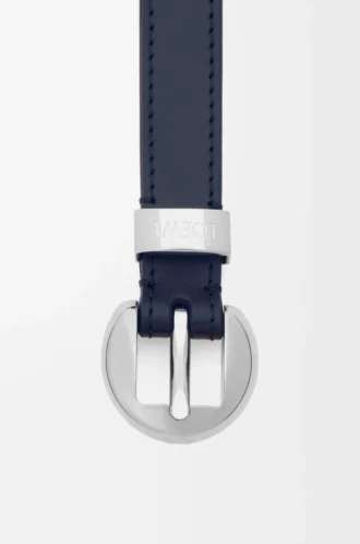 Pebble belt in smooth calfskin Deep Navy/Palladium