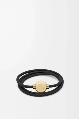 Pebble bracelet in calfskin Black/Gold