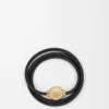 Pebble bracelet in calfskin Black/Gold Pebble bracelet in calfskin Black/Gold