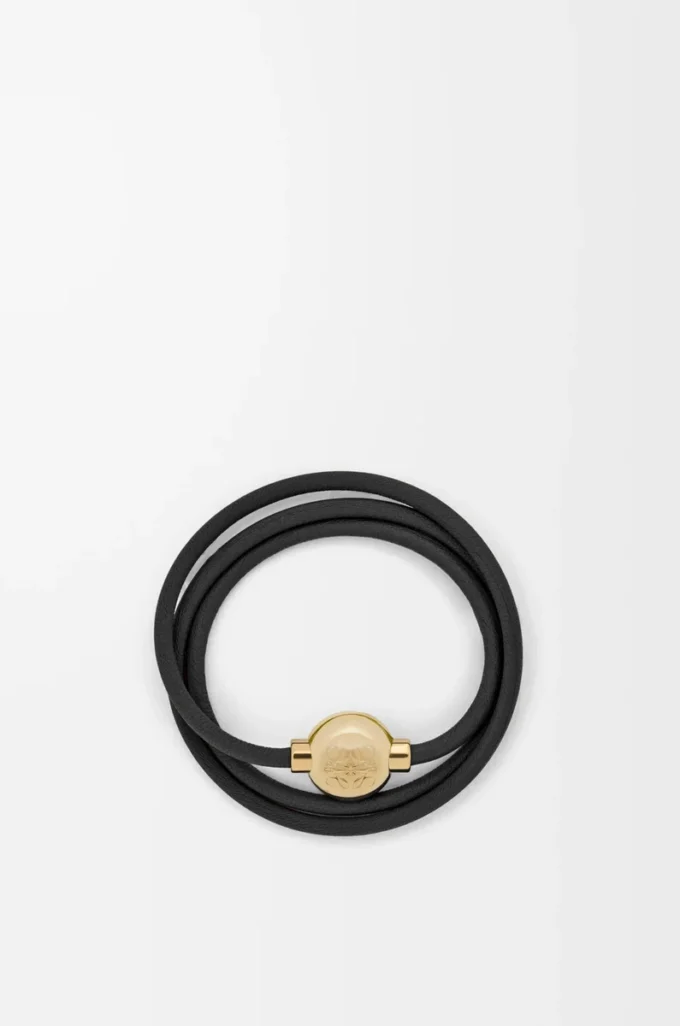 Pebble bracelet in calfskin Black/Gold Pebble bracelet in calfskin Black/Gold