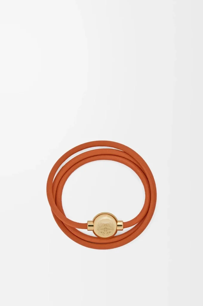 Pebble bracelet in calfskin Orange/Gold Pebble bracelet in calfskin Orange/Gold