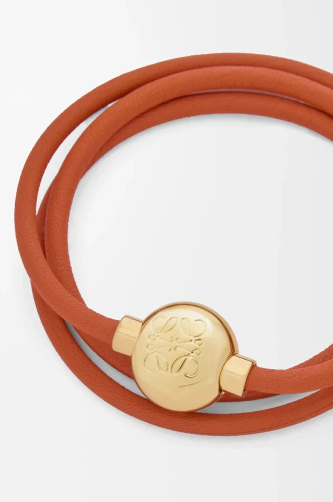Pebble bracelet in calfskin Orange/Gold Pebble bracelet in calfskin Orange/Gold