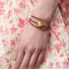 Pebble bracelet in calfskin Warm Desert/Gold Pebble bracelet in calfskin Warm Desert/Gold