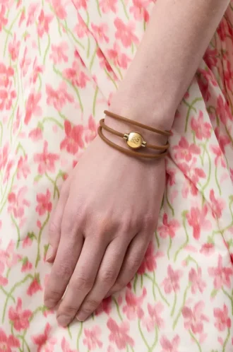 Pebble bracelet in calfskin Warm Desert/Gold