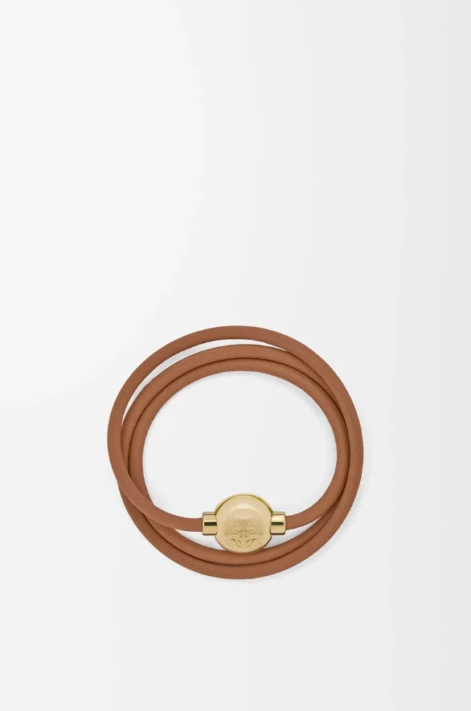 Pebble bracelet in calfskin Warm Desert/Gold Pebble bracelet in calfskin Warm Desert/Gold