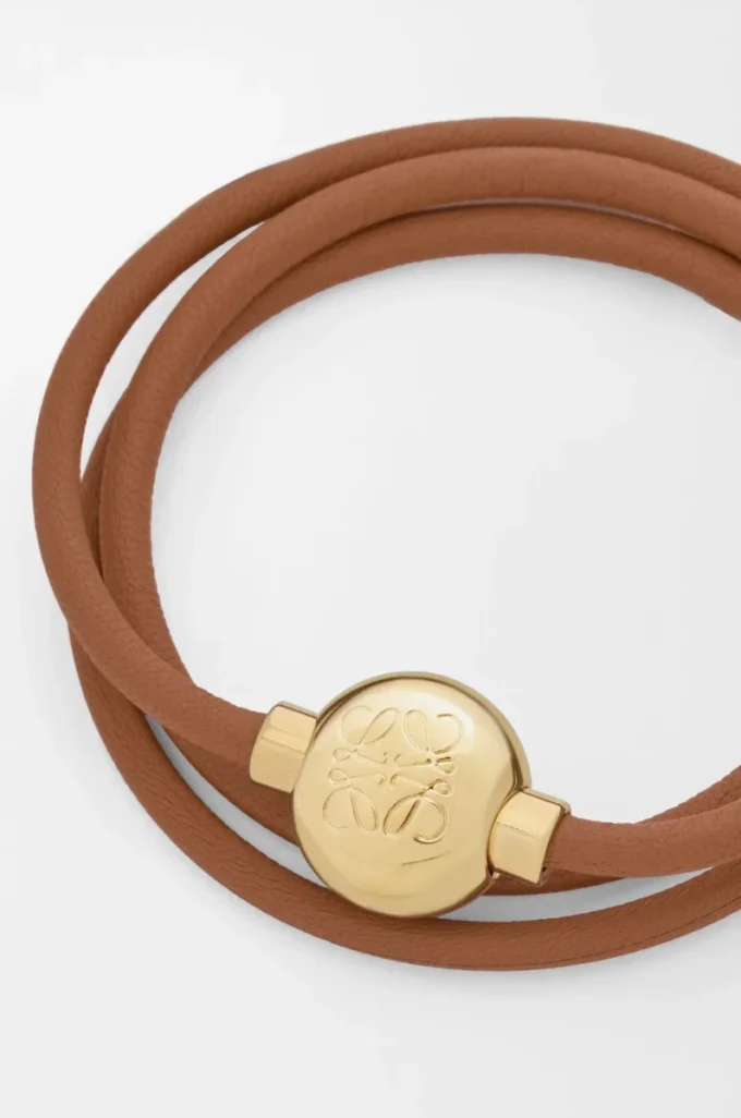Pebble bracelet in calfskin Warm Desert/Gold Pebble bracelet in calfskin Warm Desert/Gold