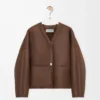 Pebble cardigan in shearling Khaki Brown Pebble cardigan in shearling Khaki Brown