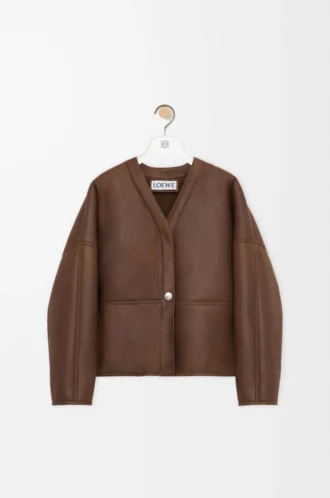 Pebble cardigan in shearling Khaki Brown