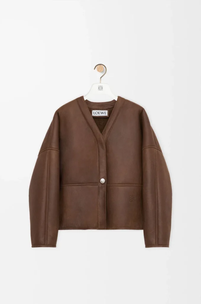 Pebble cardigan in shearling Khaki Brown Pebble cardigan in shearling Khaki Brown