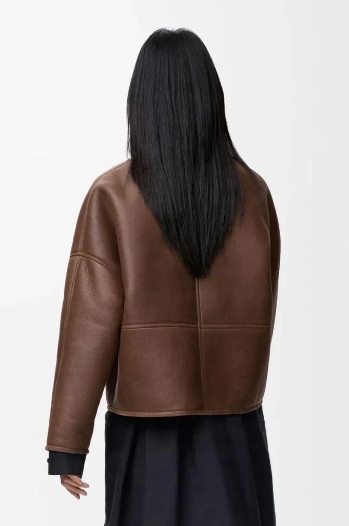 Pebble cardigan in shearling Khaki Brown Pebble cardigan in shearling Khaki Brown