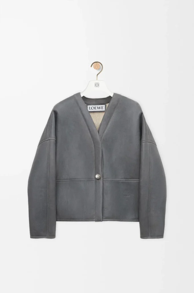 Pebble cardigan in shearling Light Grey Pebble cardigan in shearling Light Grey