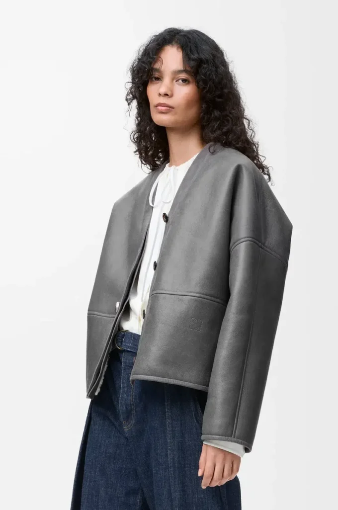 Pebble cardigan in shearling Light Grey Pebble cardigan in shearling Light Grey