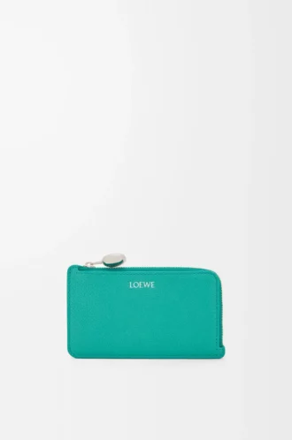 Pebble coin cardholder in pebble grained calfskin Aquamarine