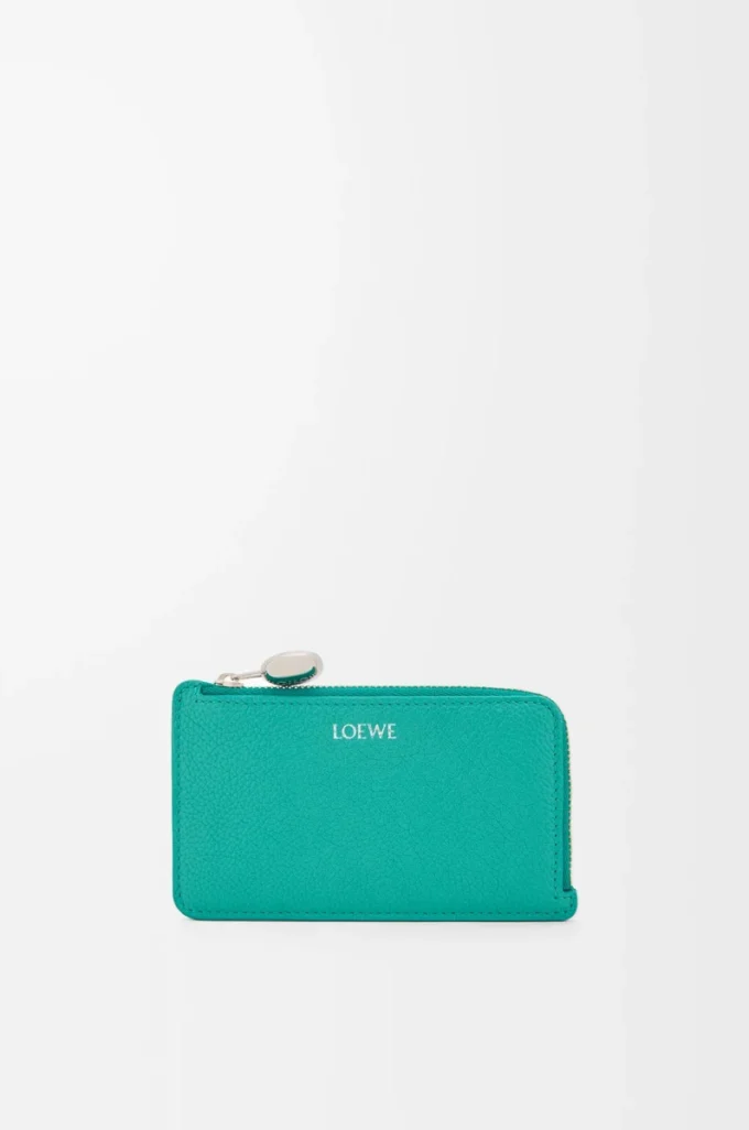 Pebble coin cardholder in pebble grained calfskin Aquamarine