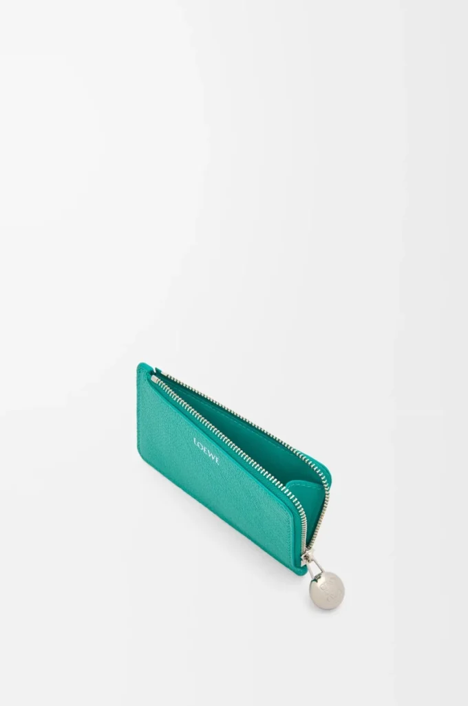 Pebble coin cardholder in pebble grained calfskin Aquamarine