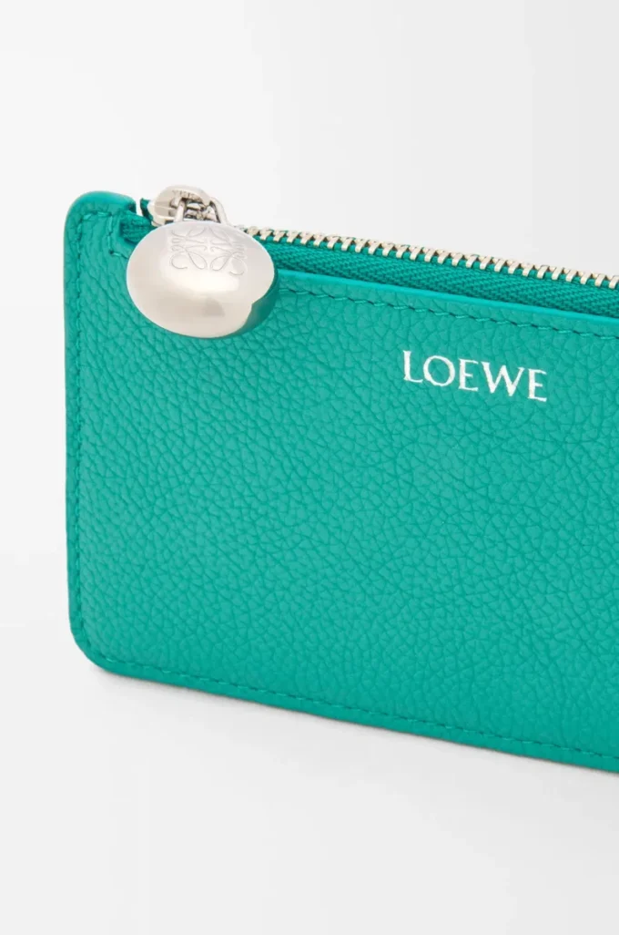 Pebble coin cardholder in pebble grained calfskin Aquamarine