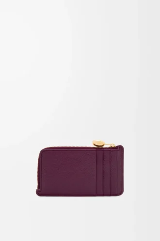 Pebble coin cardholder in pebble grained calfskin Plum