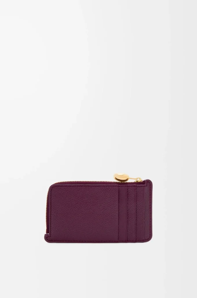Pebble coin cardholder in pebble grained calfskin Plum Pebble coin cardholder in pebble grained calfskin Plum