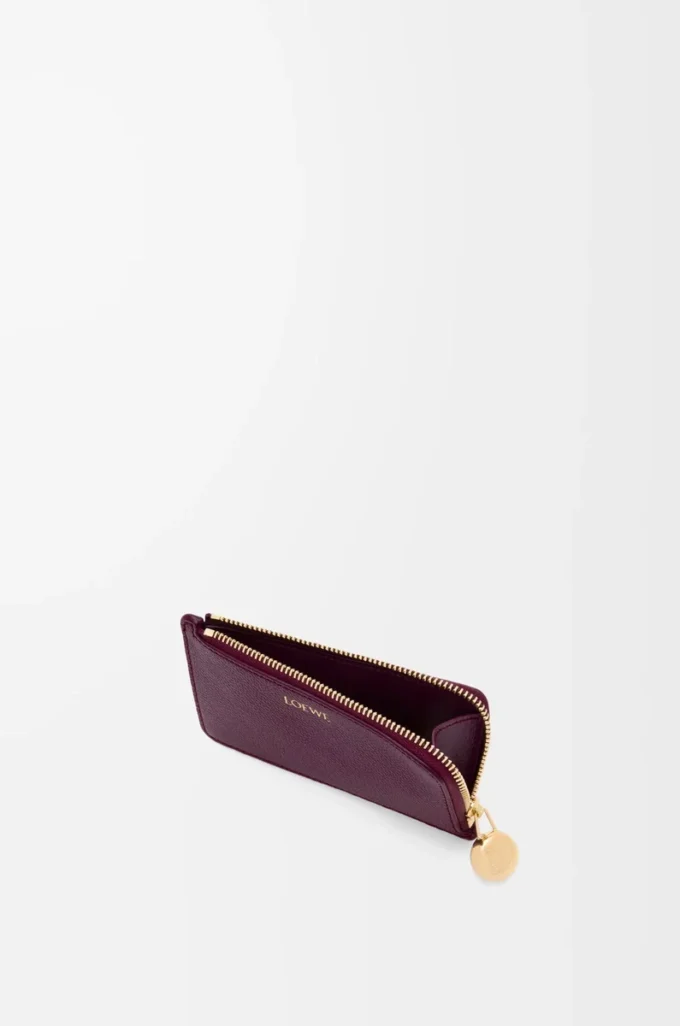 Pebble coin cardholder in pebble grained calfskin Plum Pebble coin cardholder in pebble grained calfskin Plum