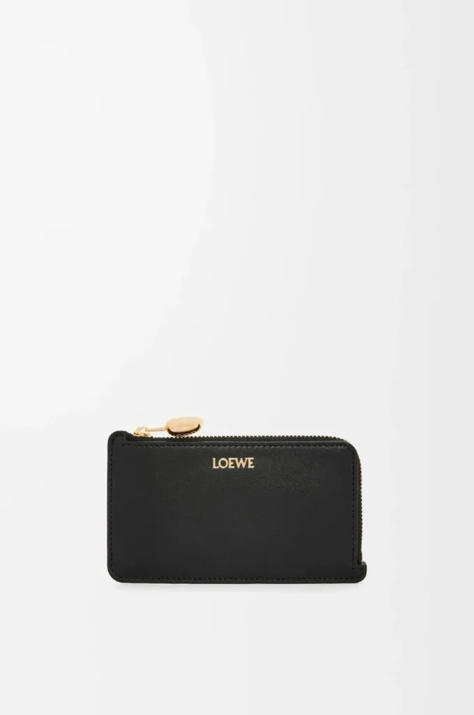 Pebble coin cardholder in shiny nappa calfskin Black