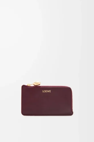 Pebble coin cardholder in shiny nappa calfskin Burgundy