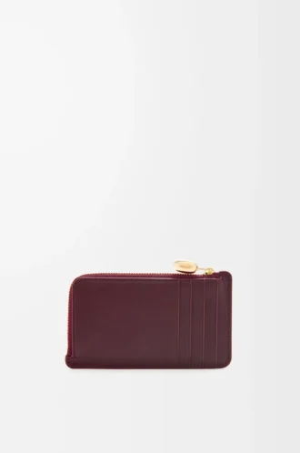 Pebble coin cardholder in shiny nappa calfskin Burgundy