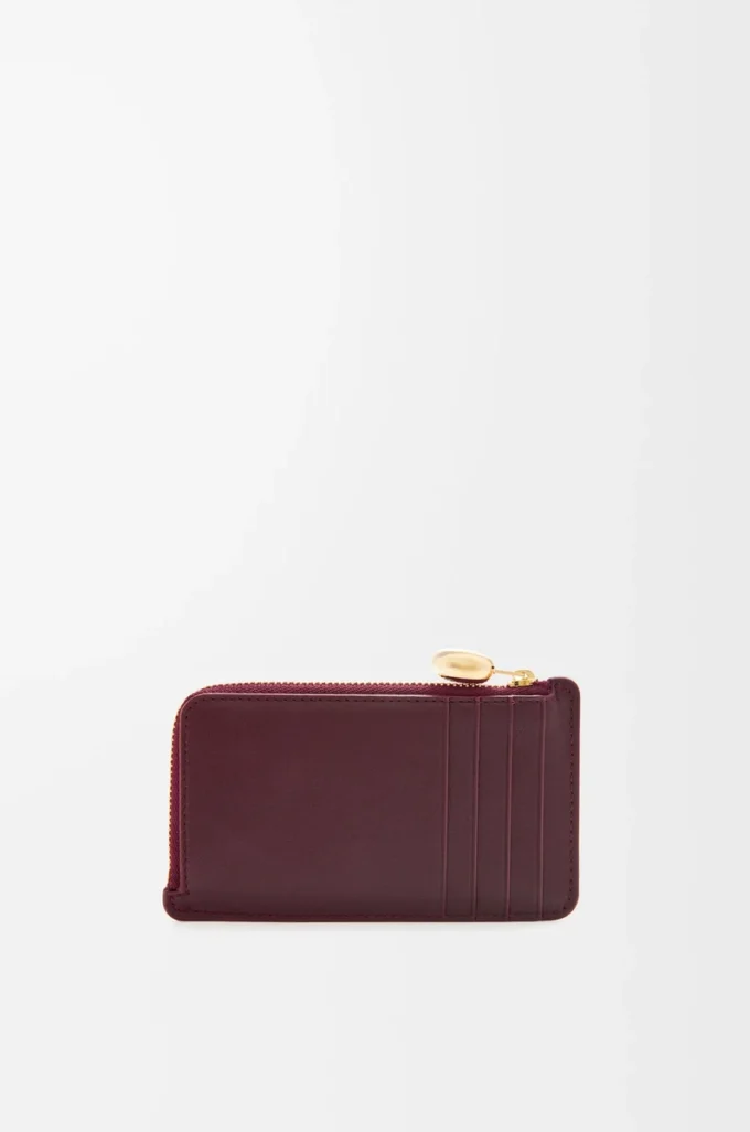 Pebble coin cardholder in shiny nappa calfskin Burgundy Pebble coin cardholder in shiny nappa calfskin Burgundy