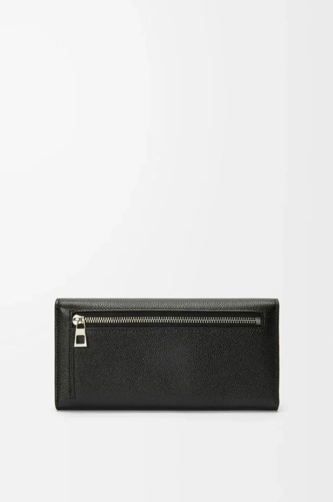 Pebble continental wallet in mini grain calfskin Black Pebble continental wallet in mini grain calfskin Black