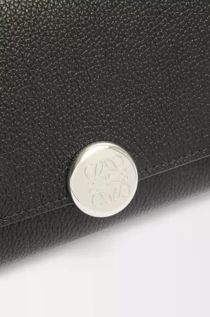 Pebble continental wallet in mini grain calfskin Black Pebble continental wallet in mini grain calfskin Black