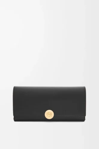 Pebble continental wallet in shiny nappa calfskin Black