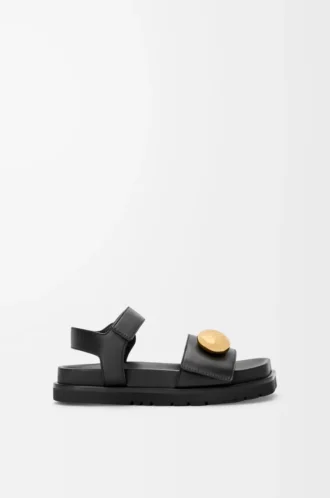 Pebble fussbett sandal in soft calfskin Black
