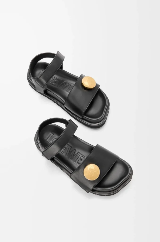 Pebble fussbett sandal in soft calfskin Black Pebble fussbett sandal in soft calfskin Black