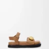 Pebble fussbett sandal in soft calfskin Oak Pebble fussbett sandal in soft calfskin Oak